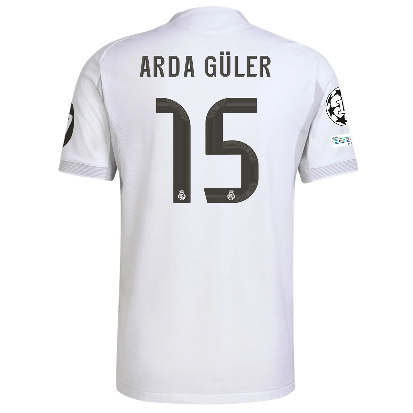 White sports jersey with 'Arda Gulçer' and number '15' on a transparent background