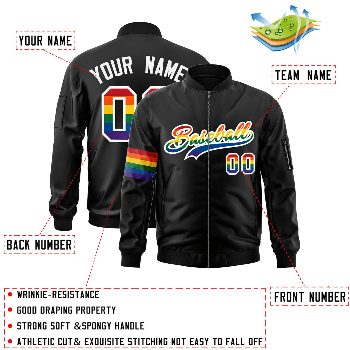 Elite Bomber All Pride Full - Zip Jacket - Elite Zone Sports
