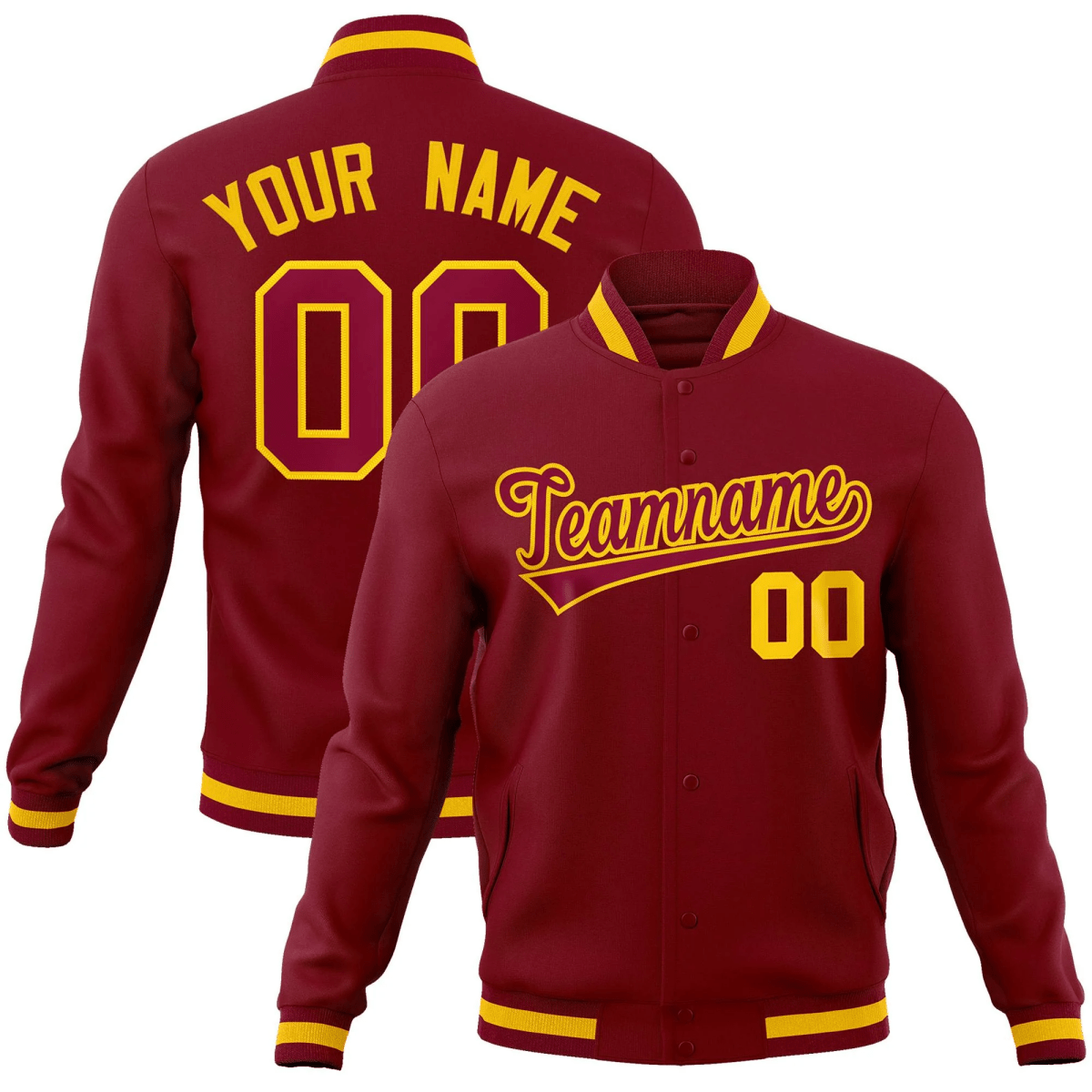 Elite Letterman Crimson Glory Full - Snap Jacket - Elite Zone Sports