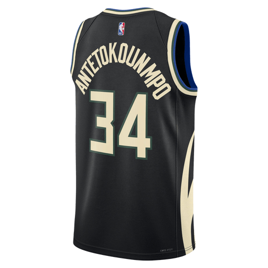 Giannis Antetokounmpo 34 Milwaukee Bucks Black Statement Jersey - Elite Zone Sports