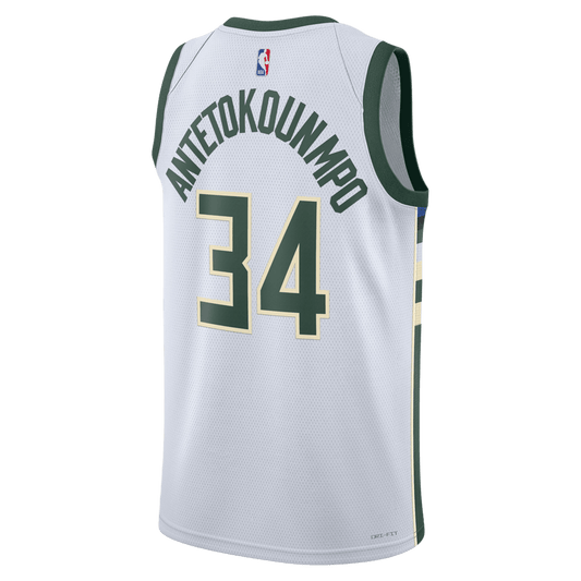 Giannis Antetokounmpo 34 Milwaukee Bucks White Association Jersey - Elite Zone Sports