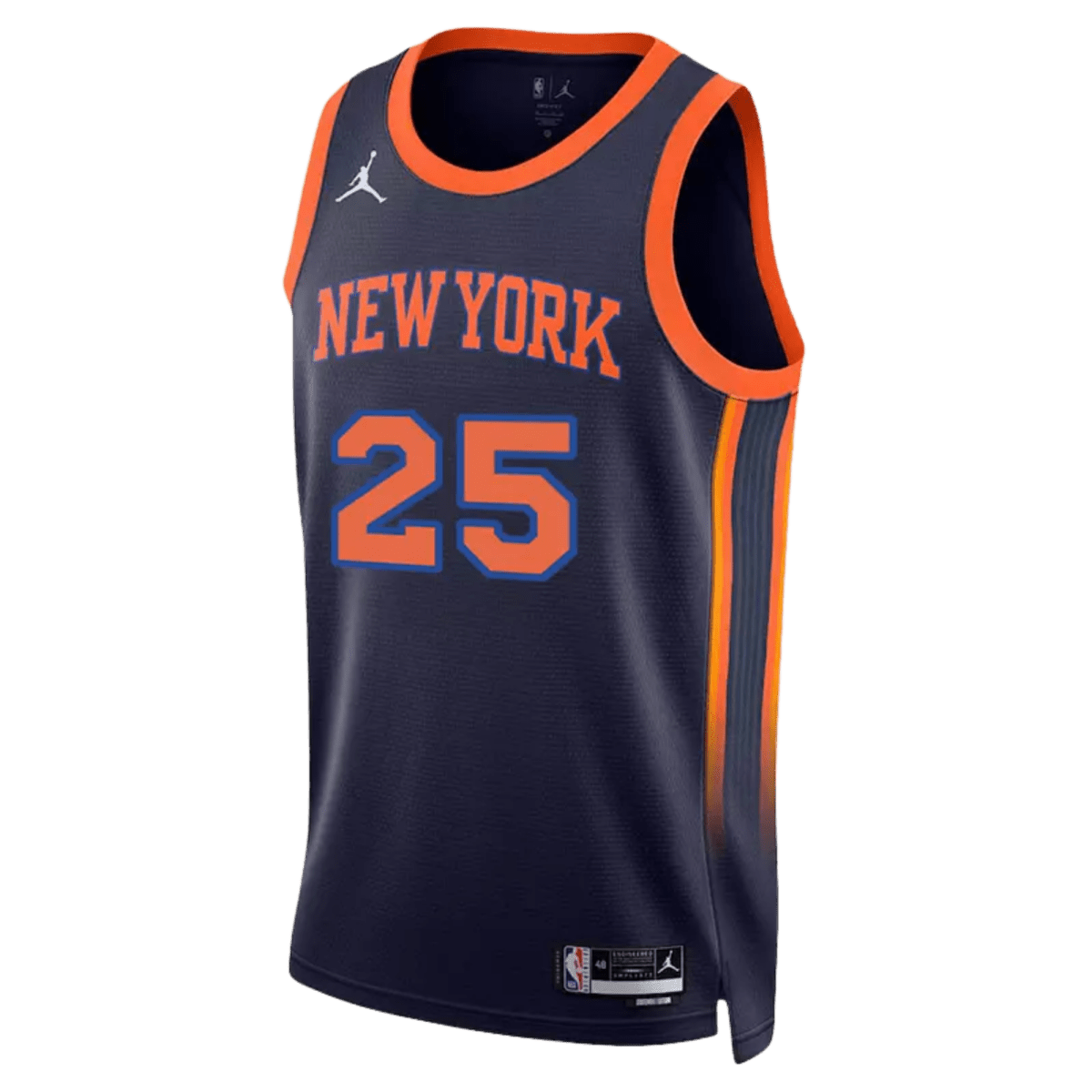 Mikal Bridges 25 New York Knicks Navy Statement Jersey basketball - Elite Zone Sports