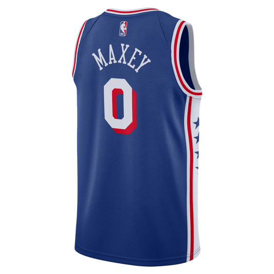 Tyrese Maxey 0 Philadelphia 76ers Blue Icon Jersey - Elite Zone Sports