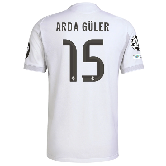 White sports jersey with 'Arda Gulçer' and number '15' on a transparent background