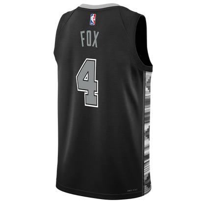 De'Aaron Fox #4 San Antonio Spurs Black Statement Jersey