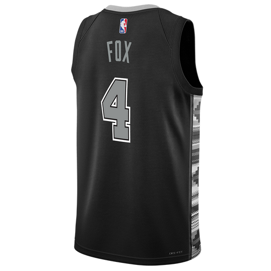 De'Aaron Fox #4 San Antonio Spurs Black Statement Jersey
