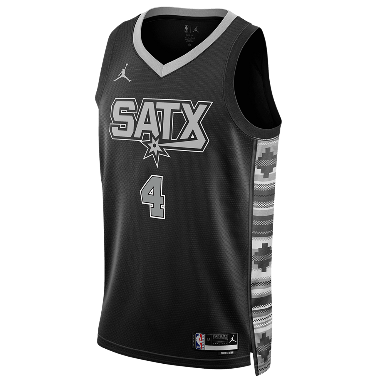 De'Aaron Fox #4 San Antonio Spurs Black Statement Jersey