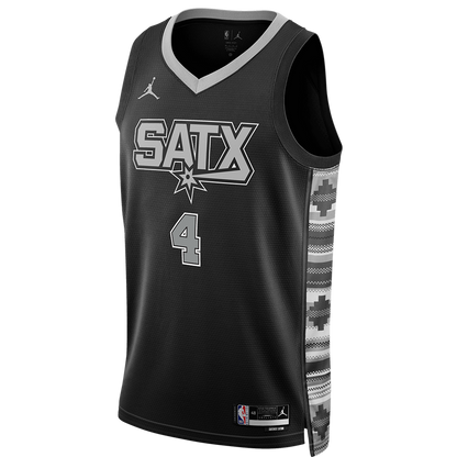 De'Aaron Fox #4 San Antonio Spurs Black Statement Jersey