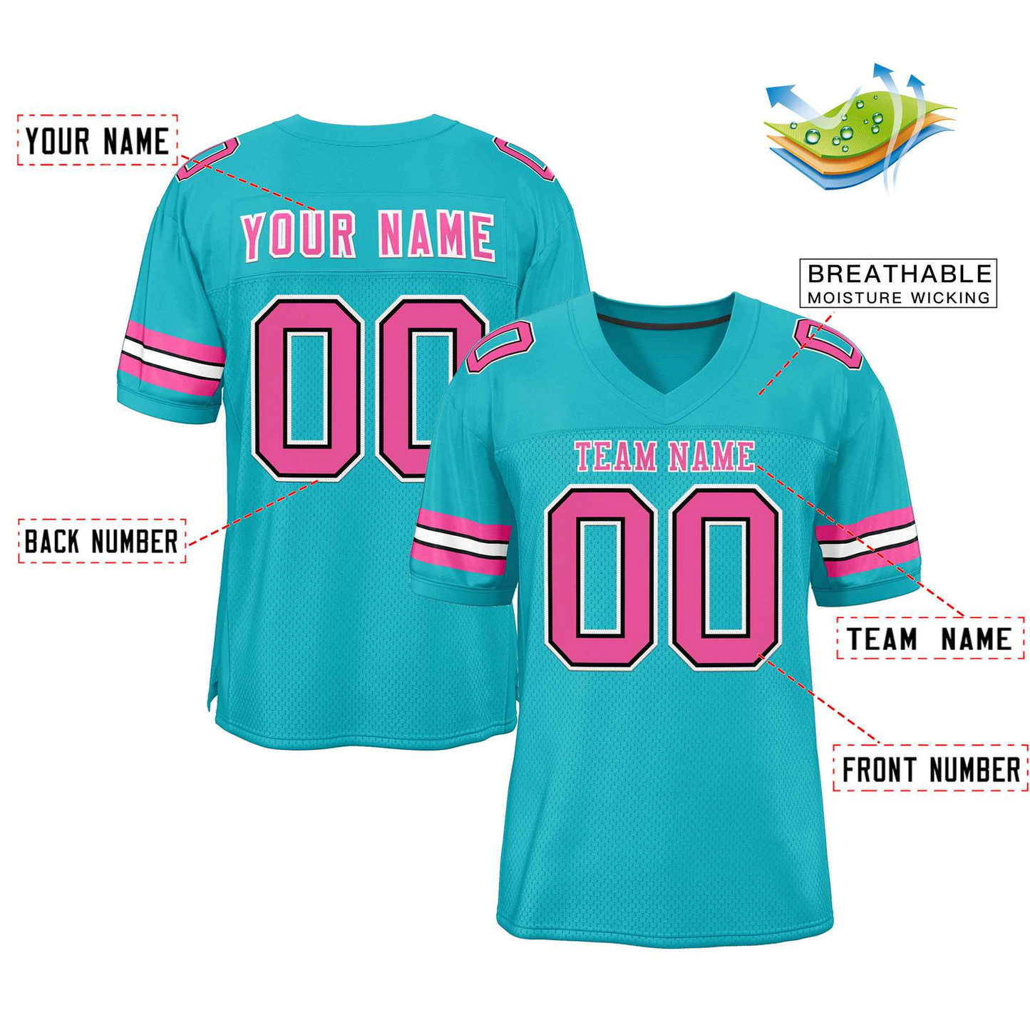 Elite Link Coral Splash Football Jersey