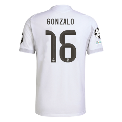 White soccer jersey with 'Gonzalo' and number '16' real madrid 