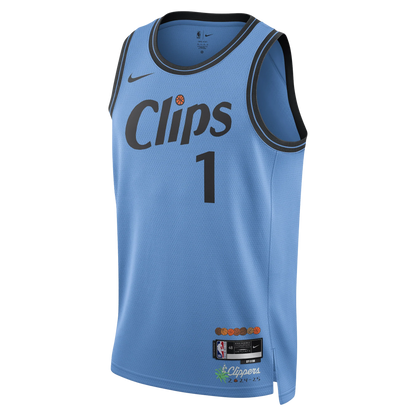 James Harden #1 LA Clippers Light Blue City Edition Jersey