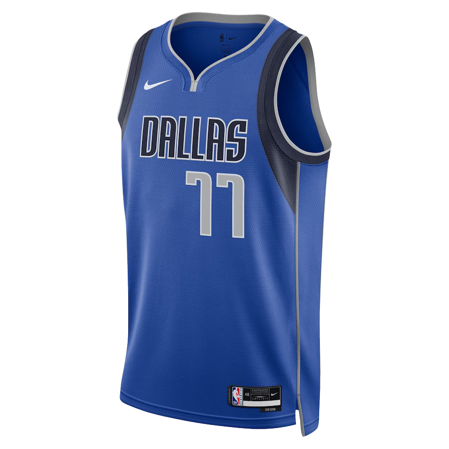 Luka Dončić #77 Dallas Mavericks Blue Icon Jersey Front