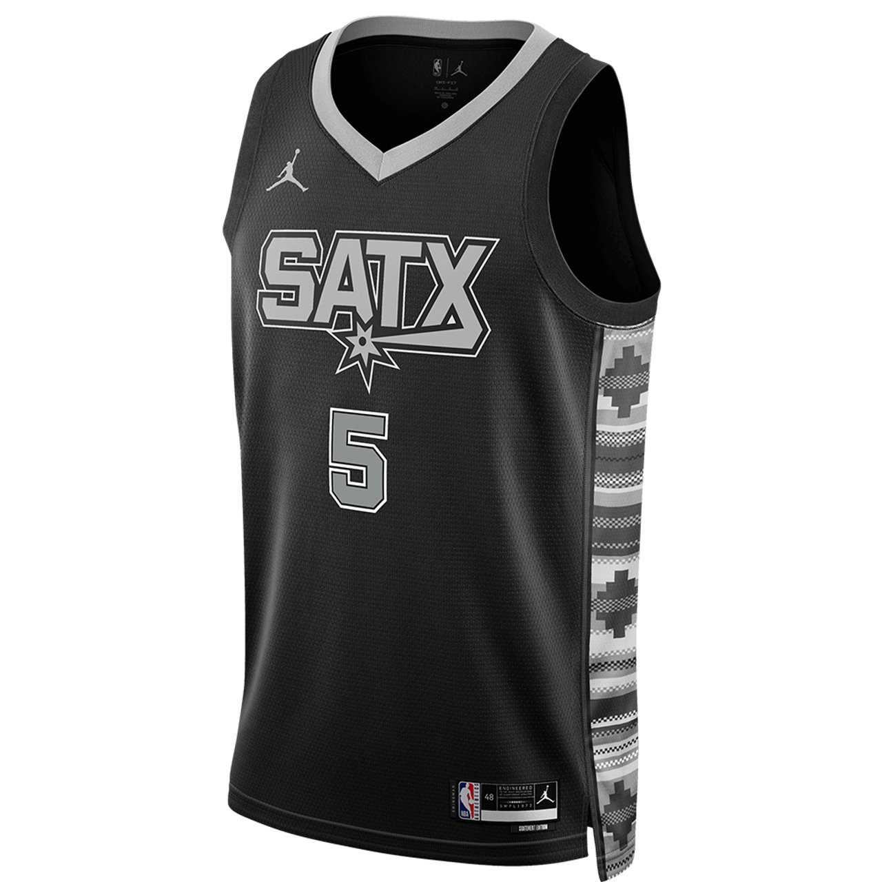 Stephon Castle #5 San Antonio Spurs Black Statement Jersey
