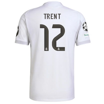 White sports jersey with 'Trent' and number '12' Real Madrid soccer 