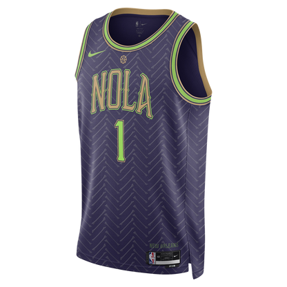 Zion Williamson #1 New Orleans Pelicans Purple City Edition Jersey