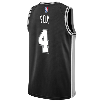 De'Aaron Fox 4 San Antonio Spurs Black Icon Jersey - Elite Zone Sports