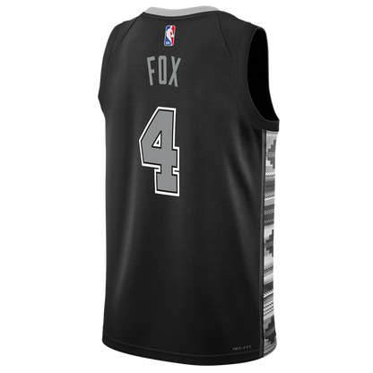 De'Aaron Fox 4 San Antonio Spurs Black Statement Jersey - Elite Zone Sports
