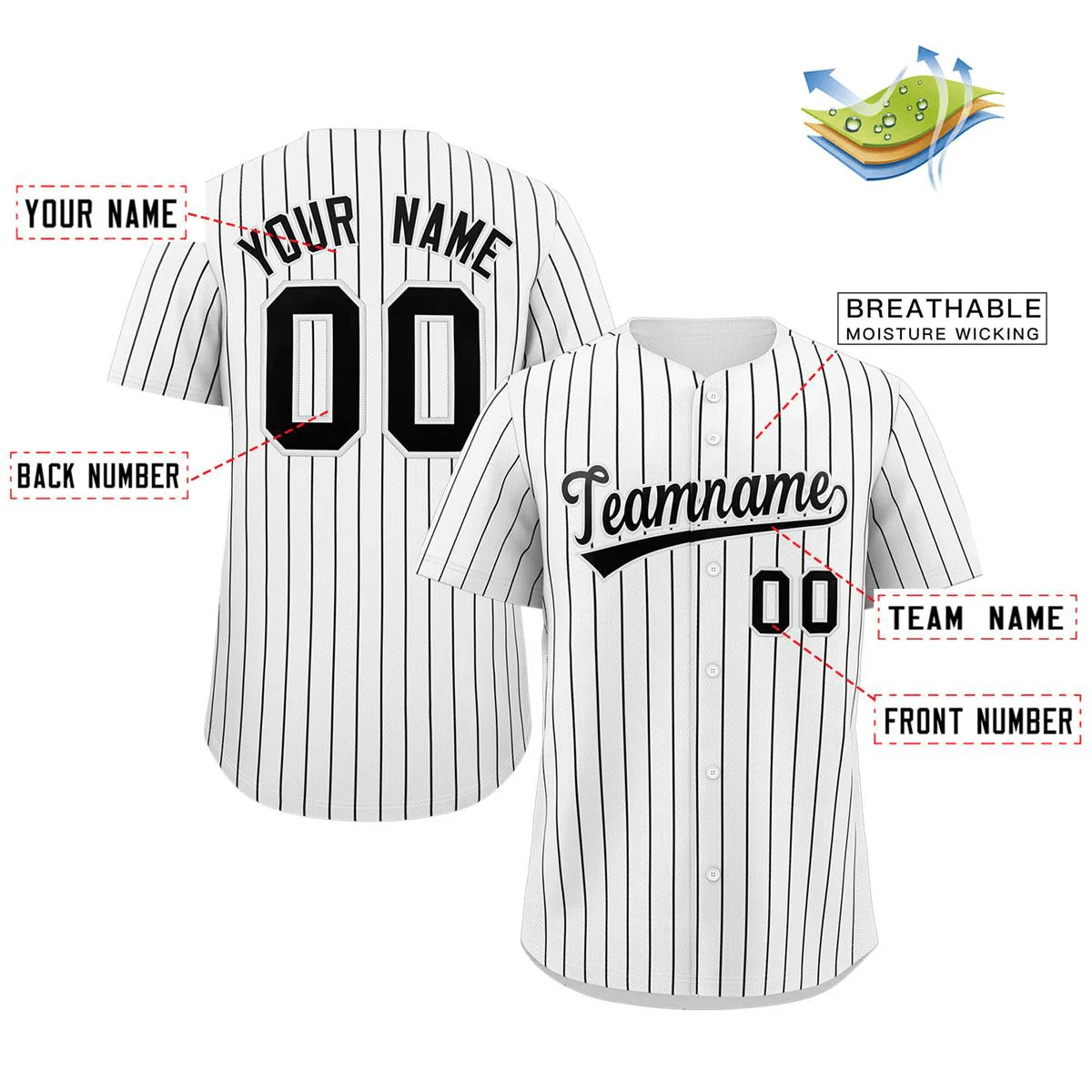 Elite Pro Pinstripe Classic Baseball Jersey - Elite Zone Sports
