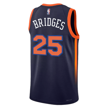 Mikal Bridges 25 New York Knicks Navy Statement Jersey basketball - Elite Zone Sports
