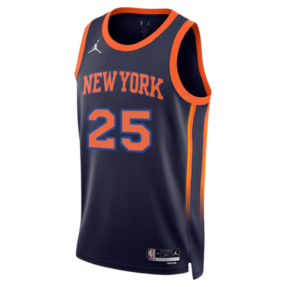 Mikal Bridges 25 New York Knicks Navy Statement Jersey basketball - Elite Zone Sports