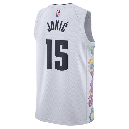 Nikola Jokić 15 Denver Nuggets White City Edition Jersey - Elite Zone Sports