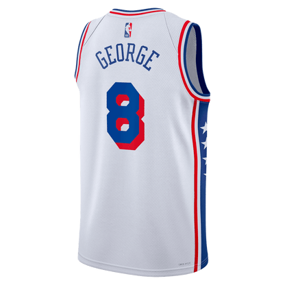 Paul George 8 Philadelphia 76ers White Association Jersey - Elite Zone Sports